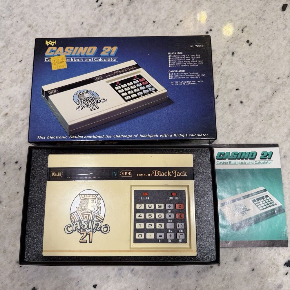 1978 Epoch Casino 21 BlackJack and Calculator Electronic Handheld Game